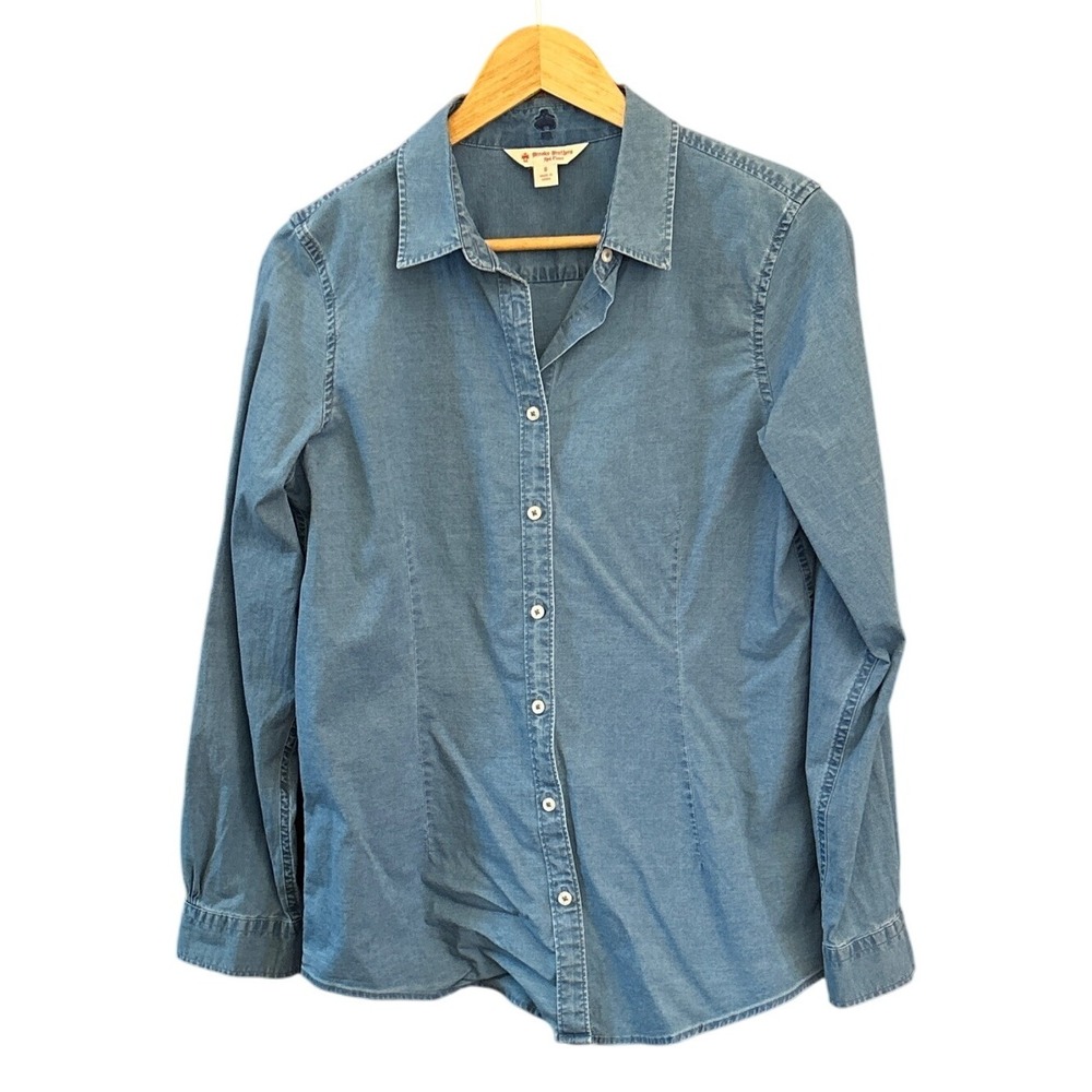 Brooks Brothers Red Fleece Chambray Button Down Shirt 8 Classic Prep Ivy Style